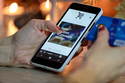 Woman shopping on mobile phone